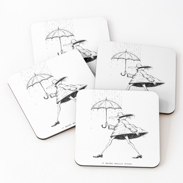 Item preview, Whimsical character walking under umbrella in rain designed and sold by Creative88Art.