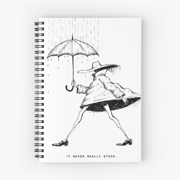 Item preview, Whimsical character walking under umbrella in rain designed and sold by Creative88Art.