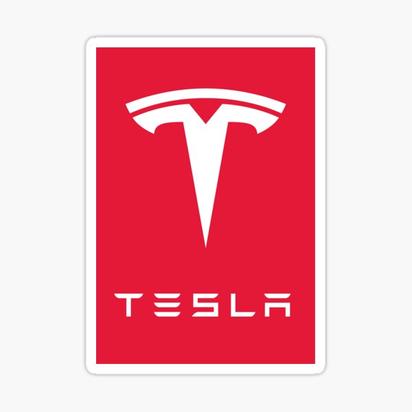 Tesla Logo Stickers Redbubble - tesla logo roblox decal