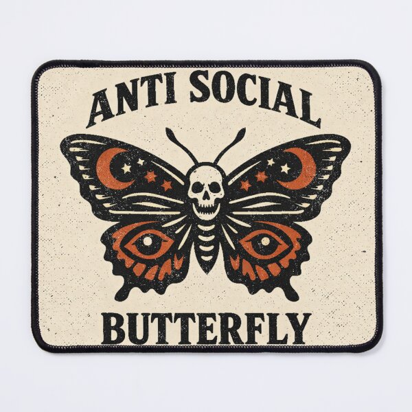 Item preview, Anti Social Butterfly Vintage Linocut Cottagecore Funny designed and sold by DesignEpic22.