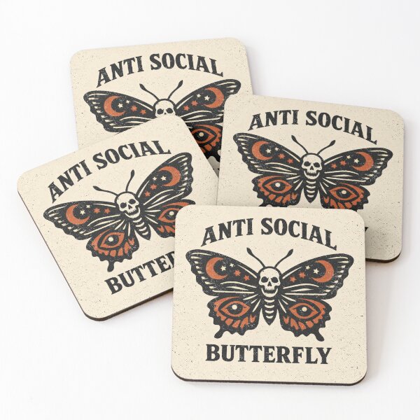 Item preview, Anti Social Butterfly Vintage Linocut Cottagecore Funny designed and sold by DesignEpic22.