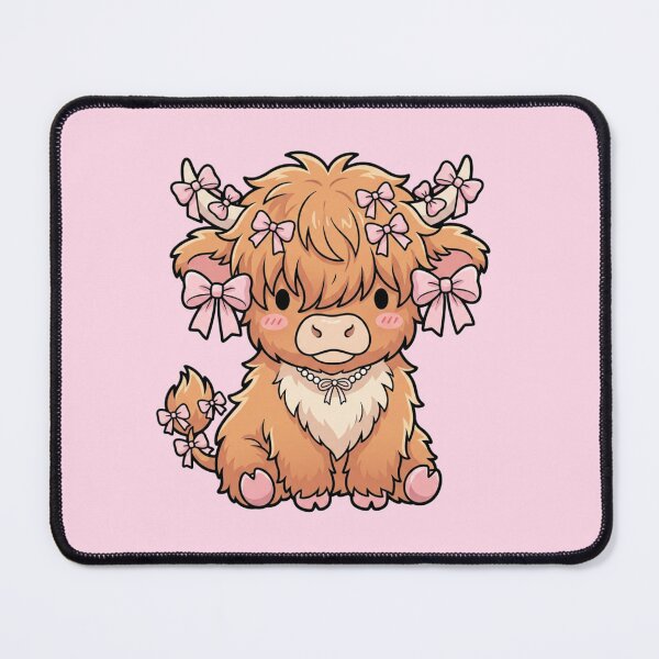 Item preview, Pink Coquette Highland Cow with Bows - Kawaii Bowcore Cute Cow designed and sold by ICANTWithoutCOFFEE.