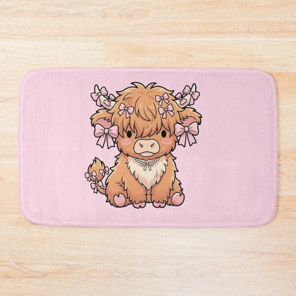 Item preview, Pink Coquette Highland Cow with Bows - Kawaii Bowcore Cute Cow designed and sold by ICANTWithoutCOFFEE.