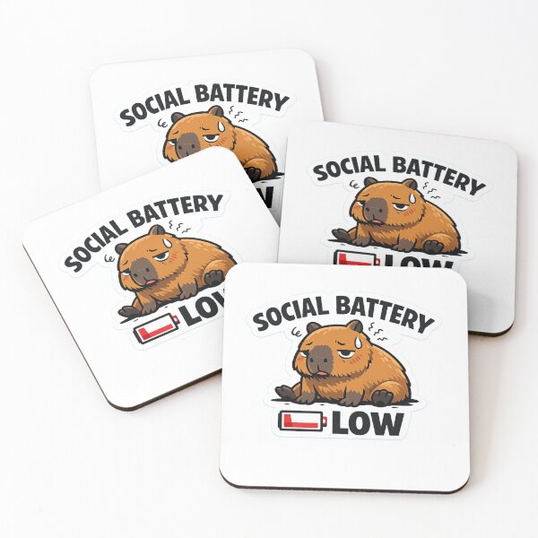 Item preview, Social Battery Low Funny Capybara Introvert Sarcasm designed and sold by DesignEpic22.