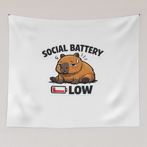 Item preview, Social Battery Low Funny Capybara Introvert Sarcasm designed and sold by DesignEpic22.