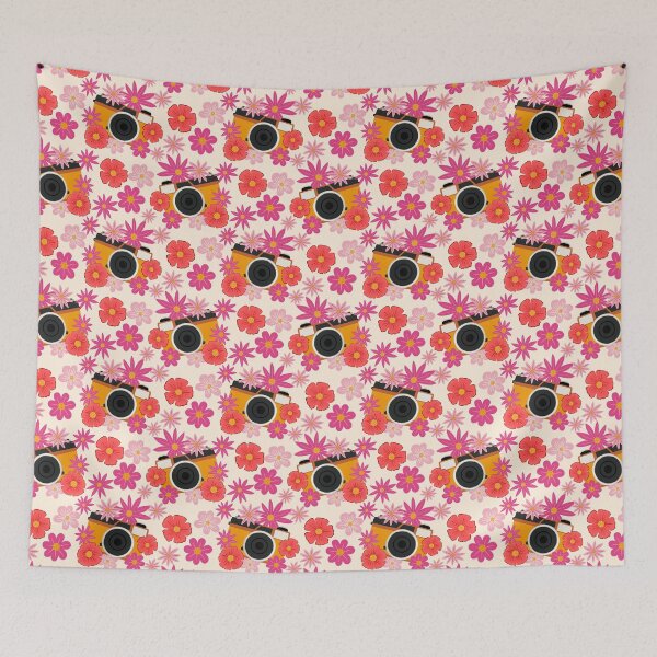 Item preview, 70s Flashback: Cameras & Wildflowers Retro Pattern designed and sold by Home Cyn Home.