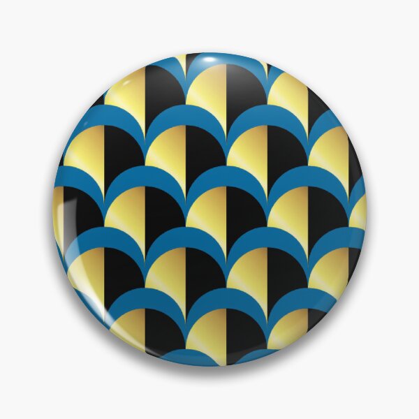 Item preview, Art Deco Blue And Golden Half Fan Pattern designed and sold by DEC02.