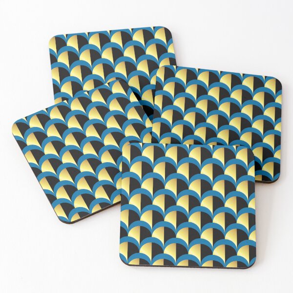 Item preview, Art Deco Blue And Golden Half Fan Pattern designed and sold by DEC02.