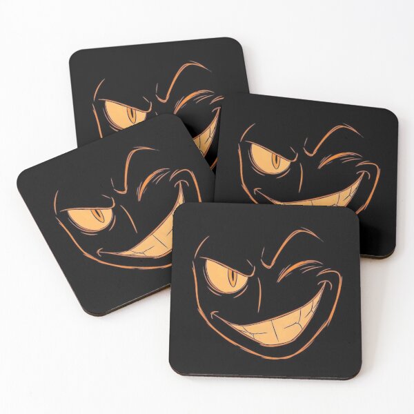Item preview, Creepy Cheshire Smile" Dark Graphic: Neon Orange Evil Mascot Sticker designed and sold by GrimNest.