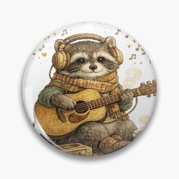 Item preview, Music Club Raccoon | Cute Cozy Guitar Raccoon Cottagecore Music Lover Design designed and sold by بيعها | Bee3ha.