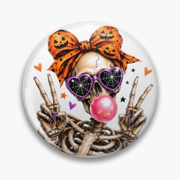 Item preview, Cute Skeleton Girl Blowing Bubble Gum Halloween designed and sold by سله أرت.