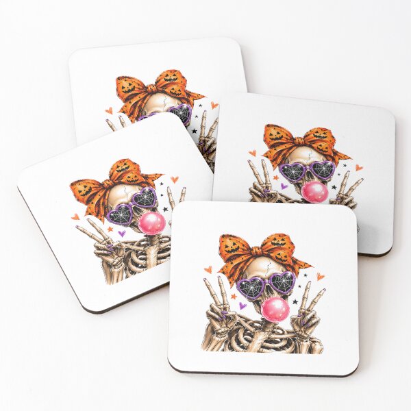 Item preview, Cute Skeleton Girl Blowing Bubble Gum Halloween designed and sold by     Sela Art .