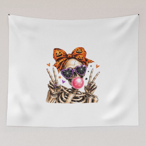 Item preview, Cute Skeleton Girl Blowing Bubble Gum Halloween designed and sold by سله أرت.