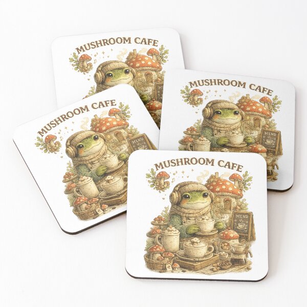 Item preview, Mushroom Café Frog | Cozy Cottagecore Frog Coffee Lover Cute Forest Design designed and sold by بيعها | Bee3ha.