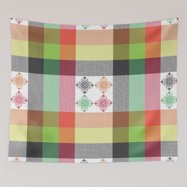 Item preview, Decorative floral ornament plaid pattern designed and sold by PowerAntShop.