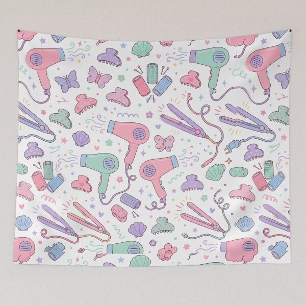 Item preview, Cute Pastel Hair Care Tools Seamless Pattern designed and sold by SplashTastic.