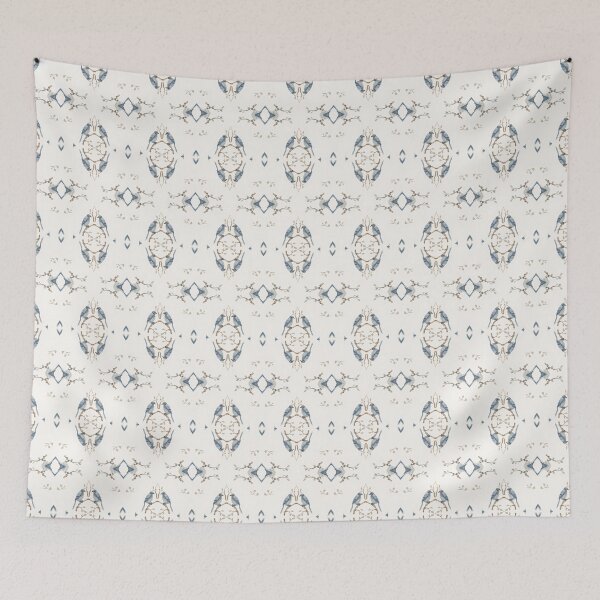 Item preview, Vintage Blue Jay Seamless Kaleidoscope Damask Pattern Art designed and sold by FawnFeatherCo.