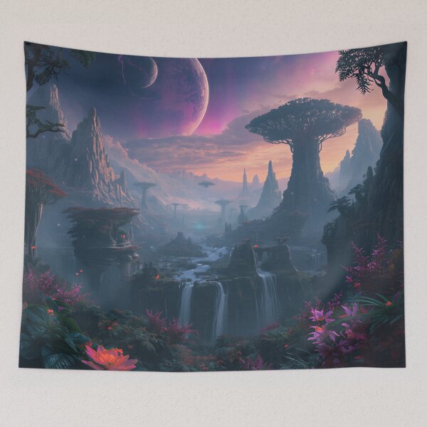 Item preview, Infinite Neon Forest Alien Planet Landscape designed and sold by Luminous Wilds.