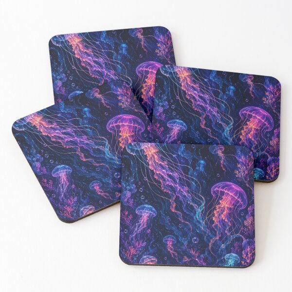 Item preview, Luminescent Jellyfish Kingdom Deep Sea Coral Pattern  designed and sold by Jaideep Walia.