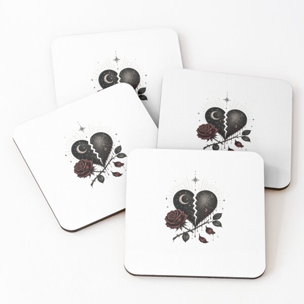 Item preview, Gothic Broken Heart with Black Rose | Dark Romance Tattoo Art designed and sold by VIBESPLACE.