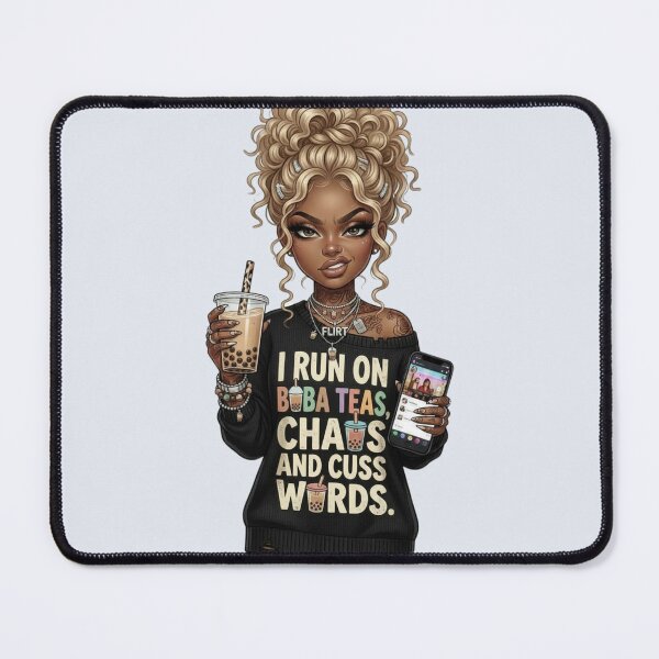 Item preview, I Run on Boba Teas, Chaos and Cuss Words. designed and sold by ArtandSoulStudio7.