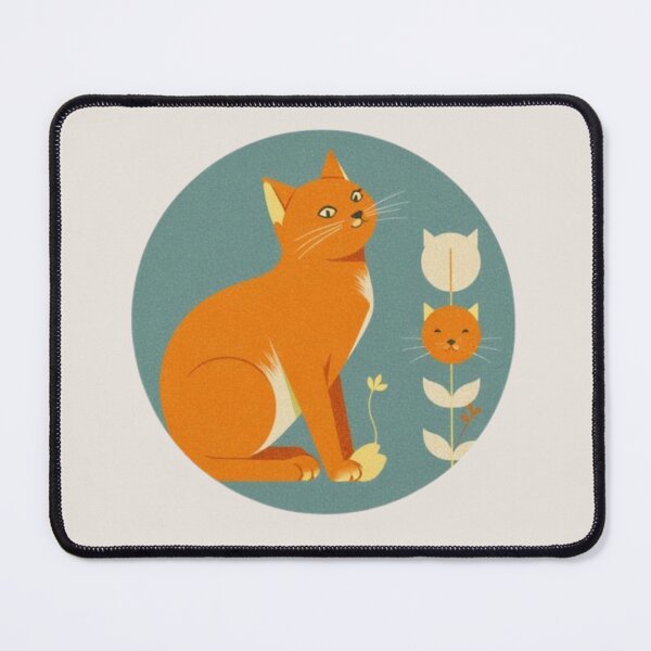 Item preview, Orange Cat and Flower Friend designed and sold by mellow-koko.