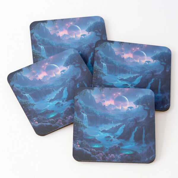 Item preview, Sapphire Waterfall Alien Fantasy Planet Landscape designed and sold by Luminous Wilds.