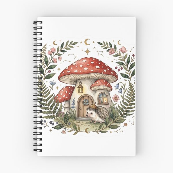 Item preview, Cute Hedgehog Mushroom House Cottagecore Aesthetic designed and sold by DreamyBrushArt.