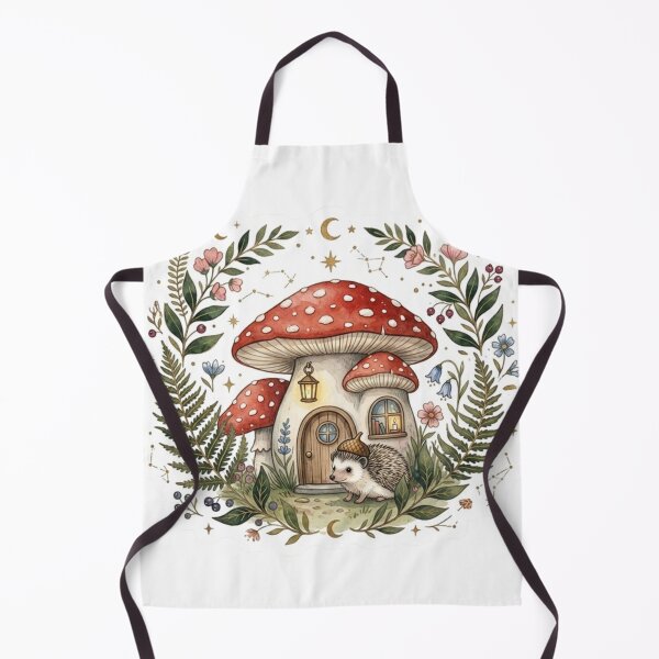 Item preview, Cute Hedgehog Mushroom House Cottagecore Aesthetic designed and sold by DreamyBrushArt.