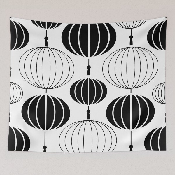 Item preview, Asian Art Deco Lanterns Black And White Pattern  designed and sold by DEC02.