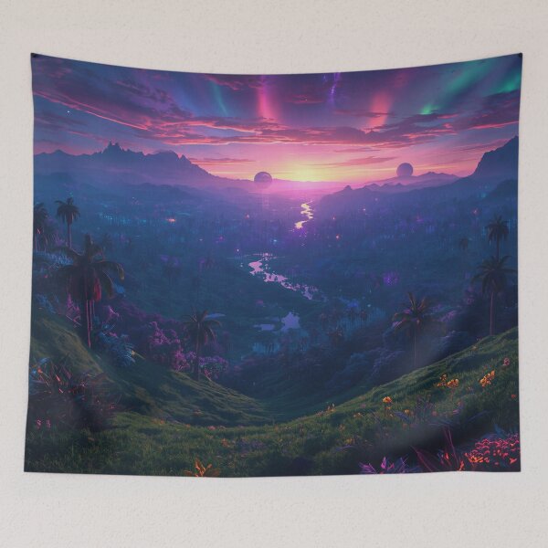 Item preview, Cosmic Twilight Jungle Alien Landscape designed and sold by Luminous Wilds.