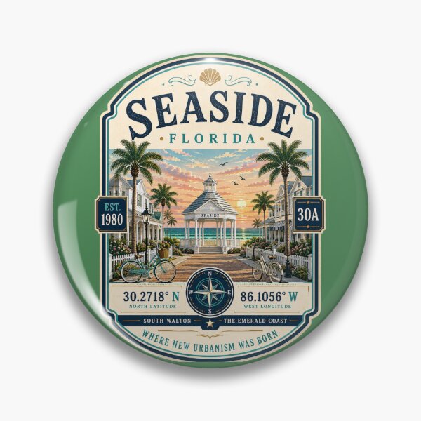 Item preview, Seaside Florida Badge | Scenic Highway 30A Retro Coastal Travel Emblem designed and sold by piketo.