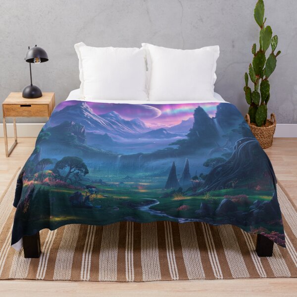 Item preview, Living Aurora Mountain Alien Fantasy Landscape designed and sold by Luminous Wilds.