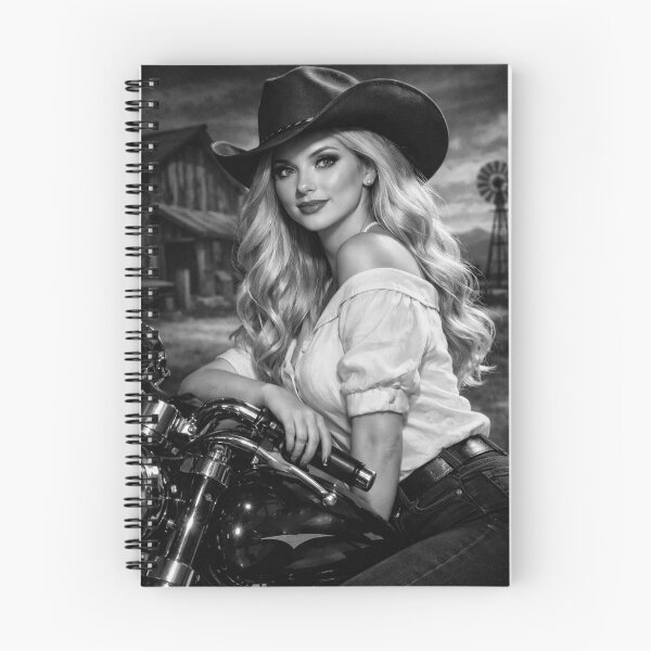 Item preview, Wild at Heart - Vintage Western Cowgirl on Motorcycle Wall Art designed and sold by Bela Ambrus.