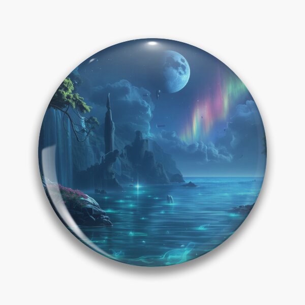 Item preview, Deep Ocean Moon Alien Forest Landscape designed and sold by Luminous Wilds.