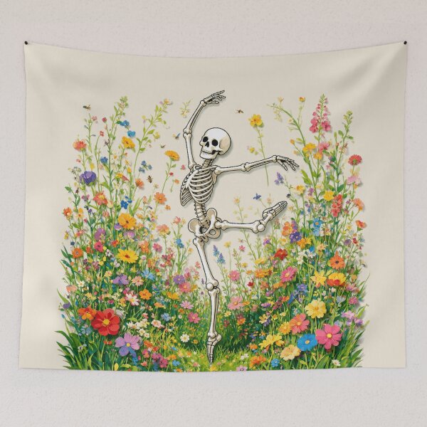 Item preview, Skeleton Dancing ballet Wildflower Botanical Cottagecore designed and sold by Colorfulman.