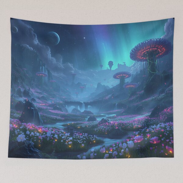 Item preview, Galactic Flower Valley Alien Fantasy Landscape designed and sold by Luminous Wilds.