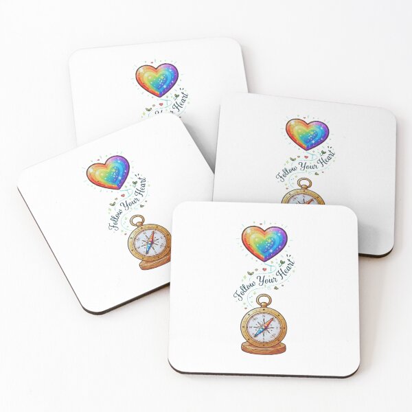 Item preview, Follow Your Heart - Rainbow Pride Compass Illustration designed and sold by DesignsCreative.