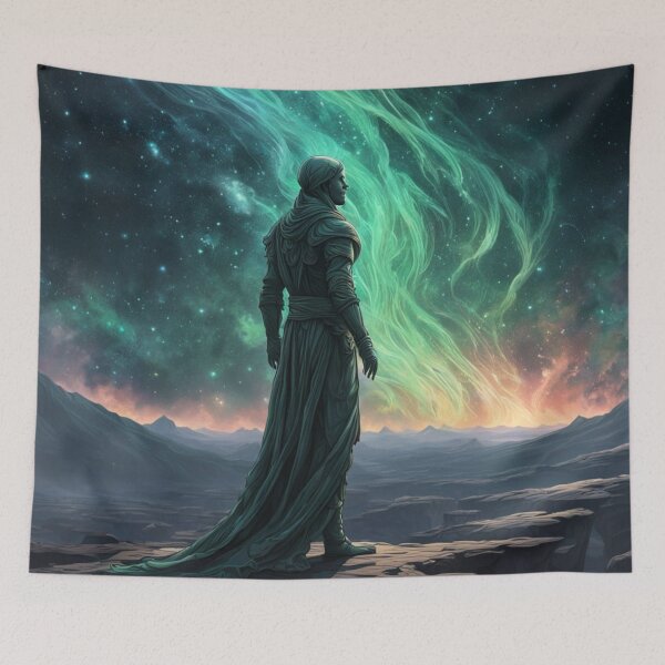 Item preview, Mystical Galaxy Traveler Watching Northern Lights designed and sold by Uniquely Yours.