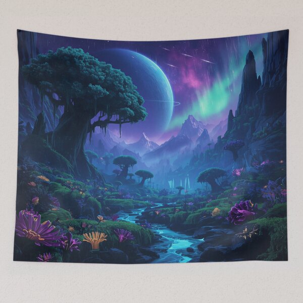 Item preview, Starfall Bioluminescent Forest Alien Landscape designed and sold by Luminous Wilds.