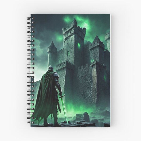 Item preview, Dark Fantasy Knight Approaching Haunted Green Castle designed and sold by Uniquely Yours.
