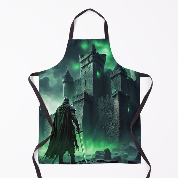 Item preview, Dark Fantasy Knight Approaching Haunted Green Castle designed and sold by Uniquely Yours.