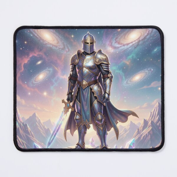 Item preview, Cosmic Knight Standing on Crystal Mountain Art designed and sold by Uniquely Yours.