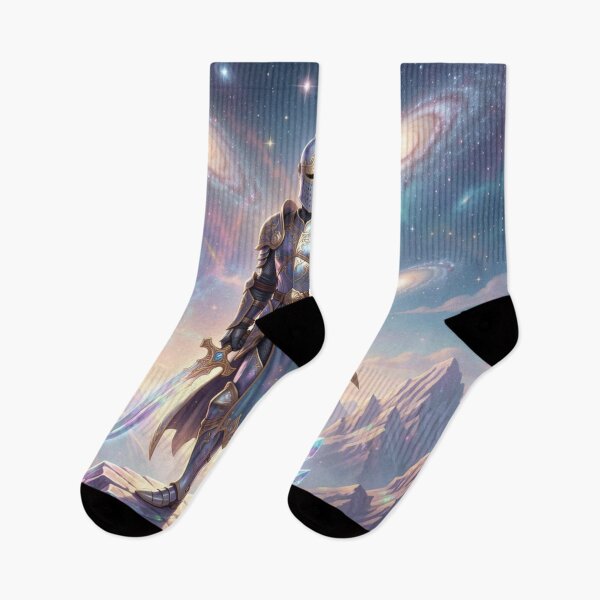Item preview, Cosmic Knight Standing on Crystal Mountain Art designed and sold by Uniquely Yours.