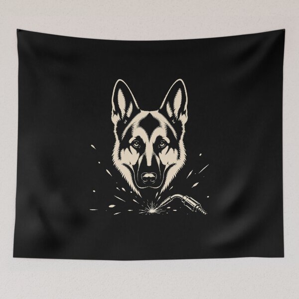 Item preview, German Shepherd Welder - Welding Dog Vintage Line Art  designed and sold by RusticMeadow.