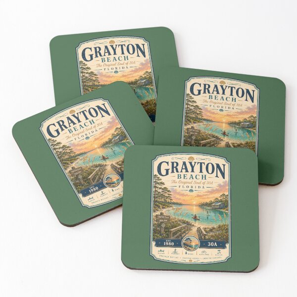 Item preview, Grayton Beach Florida | The Original Soul of 30A | Vintage Coastal Travel Poster designed and sold by piketo.