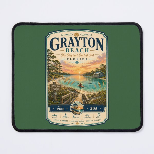 Item preview, Grayton Beach Florida | The Original Soul of 30A | Vintage Coastal Travel Poster designed and sold by piketo.