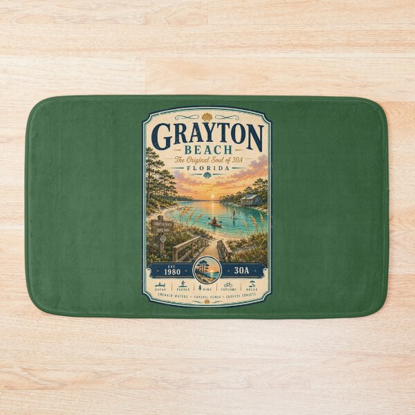Item preview, Grayton Beach Florida | The Original Soul of 30A | Vintage Coastal Travel Poster designed and sold by piketo.