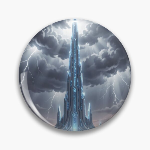 Item preview, Futuristic Crystal Citadel Lightning Storm Art designed and sold by Uniquely Yours.