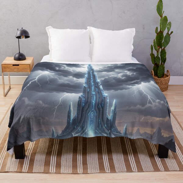 Item preview, Futuristic Crystal Citadel Lightning Storm Art designed and sold by Uniquely Yours.